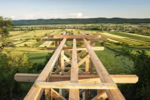 Village in front of a mountain ridge in Burgenland