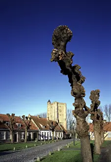 Village square with unfinished tower, St