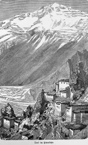 Village, valley, slope, houses