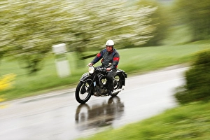 Vintage BMW motorcycle in the rain