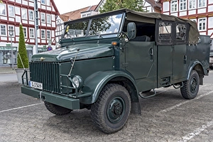 Vintage car Borgward B 2000 AO, all-wheel drive with petrol engine, Kuebelwagen, off-road vehicle, military vehicle of the German Armed Forces, lorry, truck, year of construction 1955 to 1968, Bad Hersfeld, Hesse, Germany, Europe