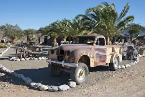 Vintage car, car wreck on the grounds of Tsauchab River Camp