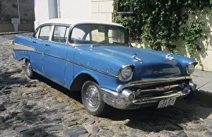 Vintage car on a cobbled road, Colonia del Sacramento