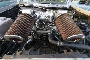 Vintage car engine, car show, Chateauguay