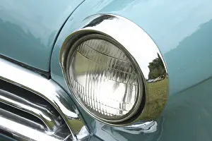 Vintage car headlights of a nostalgic car