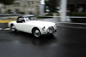 Vintage car in motion, Switzerland, Europe