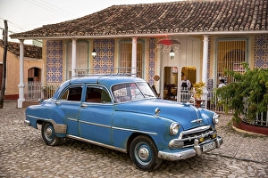 Vintage car, old road cruiser, historic centre