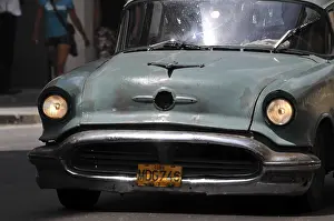 Vintage car in Plaza Central, historic district of Havana