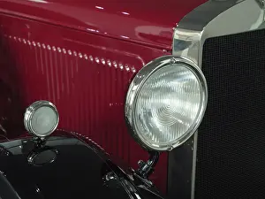 Framed Print : Vintage car in red with chrome headlights and radiator grille full of character Framed Print : Vintage car in red with chrome headlights and radiator grille full of character