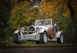 Vintage car, replica of a 1923 Bugatti 35 B from the year of completion 1989 stands on the basis of a VW Beetle with a