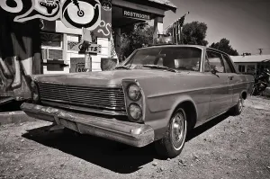 Vintage car on the side of the old Route 66