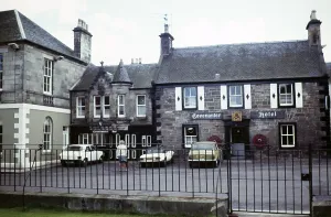 Vintage photo of the Covenanter Hotel, Falkland, Fife, Scotland, UK, set in the hit US drama series Outlander in the 1940s