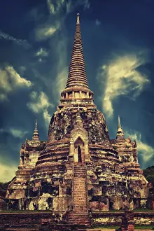 Vintage style image of asian religious architecture