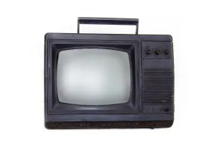 Vintage television old TV isolate on white still used in poor countries
