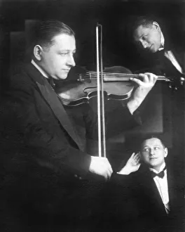 Violinist, collage, historical image, ca. 1928