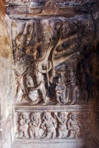 Vishnu Trivikrama sculpture bas relief in cave two
