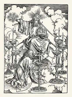 Vision of John on Patmos, the seven lampstands by Albrecht Duerer