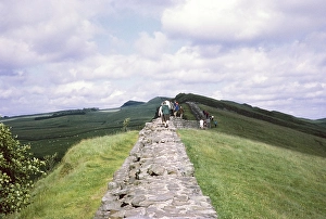 Visit by the Archaeological Society to Hadrian's Wall, Northumberland, England, United Kingdom Wall east of Mile Castle 42 1969