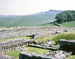Visit of the Archaeological Society to Hadrian's Wall, Northumberland, England, United Kingdom View to the east from the tower of the Roman fort Housesteads 36b 1969