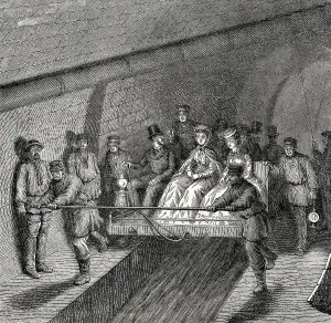 Visitors at the Paris Sewer Museum