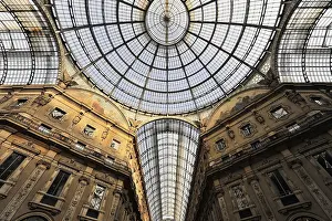 Vittorio Emanuele II Gallery, glass dome seen from the arcade