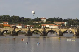 Vltava river with Charles Bridge