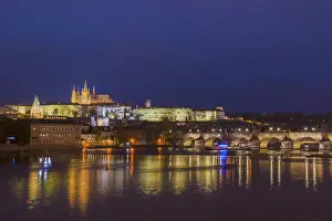 Vltava river with famous Hradcany castle and St