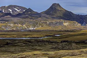 Volcanic landscape, lava, mountainous