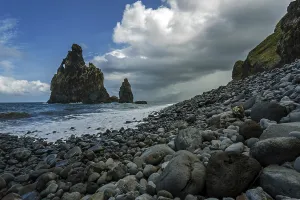 Volcanic rock formations, Ilheus da Ribeira da Janela rock spires