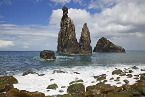 Volcanic rock formations, rock needle Ilheus da Rib