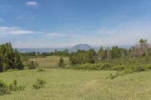 Framed Print : The volcano Pusuk Buhit, a 2000m high mountain at the Lake Toba