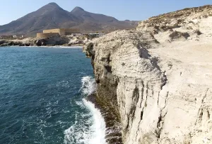 Volcanoes and fossilised sand dune rock structure
