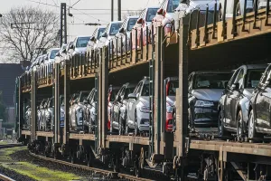 VW plant, Emden, new cars, car transporter