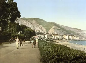 Walk at noon on the promenade, Old Town of Menton on the Riviera