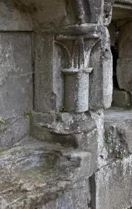 Walkenried Ruin of the monastery church Piscine on the left and credenza on the right in the southern choir wall