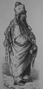 Walking dervish, historical engraving, 1883