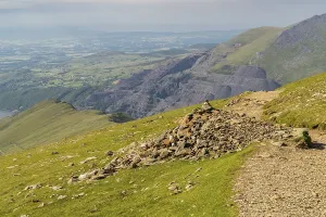 Walking down from Mount Snowdon on the Llanberis Path