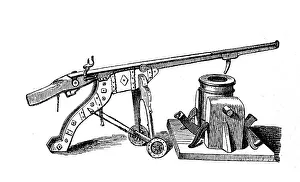 Wall gun and mortar from the 17th century / Wallbuechse