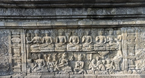 Category Buddhism Prints: Wall relief, Borobudur Temple, Yogyakarta