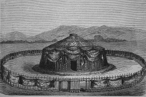 War tent of Genghis Khan, woodcut from 1880