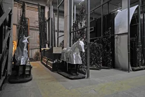Warehouse with stage decorations