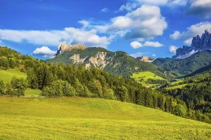 Warm autumn day. Rural pastoral in the Val de Funes