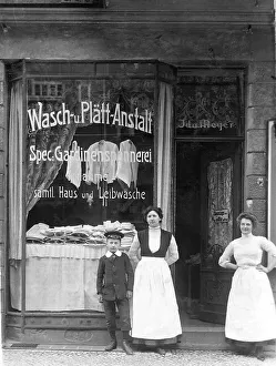 Washing and ironing shop, historic photgraph