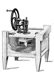 Washing machine with ascending and descending stamp and grooved interior walls
