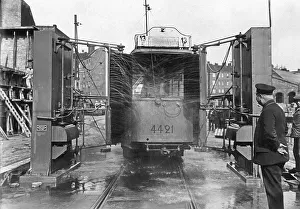 Washing plant for streetcars, historical image