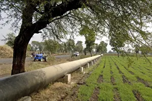 Water pipeline through village fields