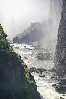 Water plunges into the depths, Victoria Falls with gorge