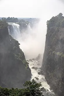 Water plunges into the depths, Victoria Falls with gorge