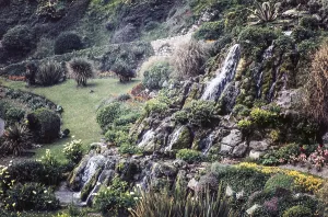 Waterfall in the Cascade Gardens, Ventnor, Isle of Wight, Hampshire, England, UK 1960