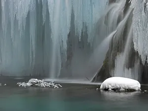 Waterfall, icicle, Rauracke, National Park Plitvice Lakes